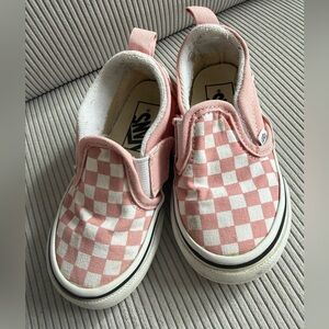 Vans Kids Pink and White Checkered Slip-On Sneakers